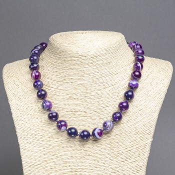 Purple agate necklace, 12mm diameter, 45cm length