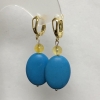 Earrings Blue Turquoise Oval 18x25mm ± and Citrine Smooth Bead 8mm ±, Total length 50mm ±