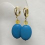 Earrings Blue Turquoise Oval 18x25mm ± and Citrine Smooth Bead 8mm ±, Total length 50mm ±