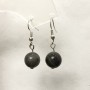 Earrings with natural Labradorite, diameter 10 mm, length 32 mm