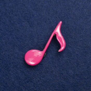 Brooch 'Note' in gold-toned metal and enamel 25×45 mm +