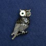 Owl Brooch in golden metal, enamel and crystals 42×28 mm +