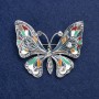 Brooch 'Butterfly' in silver-colored metal, enamel and crystals 54x45 mm +