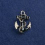 Anchor Brooch in Gold-Tone Metal, Enamel with Pearl Inlays and Crystals, 31×26 mm