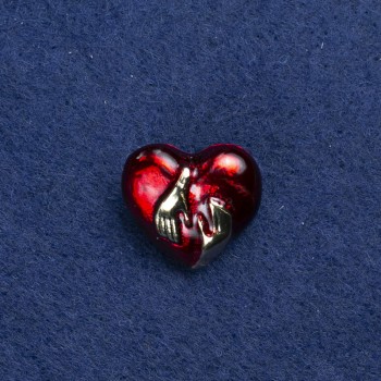 Heart Brooch in Golden Metal and Enamel 20×18 mm +