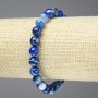 Elastic bracelet with natural blue eye agate, smooth beads, 8 mm diameter+