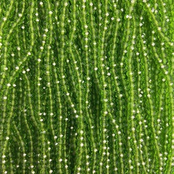 Czech Crystal Beads on Fishing Line, Green Transparent Faceted Rondelle, Diameter About 3.5×3 mm, Length 34 cm
