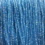 Beads Czech Crystal on Fishing Line Sky-Blue Transparent with Petrol Iridescence, Faceted Rondel, 3x2.5 mm, Length 36 cm