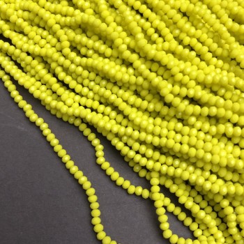 Beads of Czech Crystal on thread, yellow matte faceted rondelle, diameter 3×2.5 mm, length 36-38 cm +/-