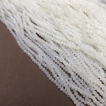 Milky-Transparent Czech Crystal Beads on Beading Thread, Faceted Rondelle, 3x2.5 mm, Length 36-38 cm +