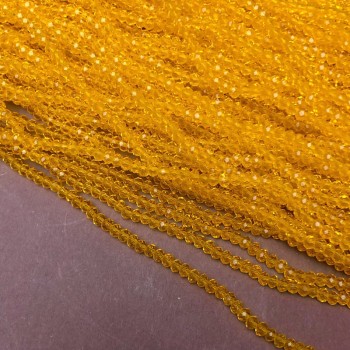 Beads Czech Crystal on beading wire, sunny transparent faceted rondelle, diameter 3x2.5 mm + -, length 36-38 cm +