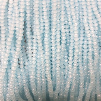 Pale Lilac-Blue Matte Czech Crystal Beads on Thread, Faceted Rondelle, Diameter 3.5×3 mm, Length 36–38 cm +