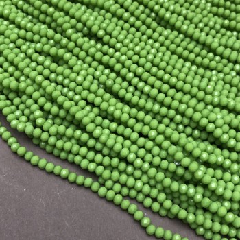 Lime Matte Czech Crystal Beads on a Beading Thread, Lime Matte Faceted Rondelle, diameter 3.5×3 mm + -, length 36-38 cm +