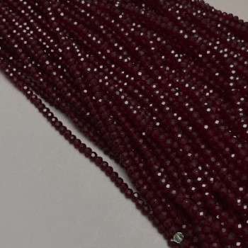 Czech Crystal Beads on Beading Thread, Red-Emerald Clear Faceted Rondelle, Diameter 3.5×3 mm, Length 36–38 cm