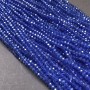 Czech Crystal Beads on Thread, Blue Transparent with Gasoline Sheen, Faceted Rondelle, Diameter 3.5×3 mm, Length 36–38 cm