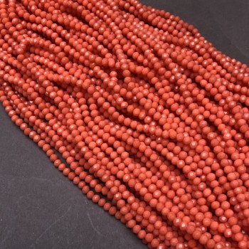 Carrot-Orange Czech Crystal Beads on Monofilament, Carrot-Orange Matte Faceted Rondelle, Diameter 3.5x3 mm + -, Length 36-38 cm +