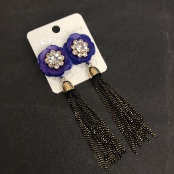 Сережки Китиці Фіолетовий квітка з ланцюжків, довжина 90мм