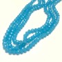 Beads Czech Crystal Sky Blue Matte Faceted Rondelle, 6x4.5 mm, on Beading Thread, Length 38-40 cm