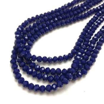 Beads Czech Crystal on fishing line, dark blue matte faceted rondel, diameter 6×4.5 mm, length 38-40 cm +