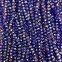 Czech Crystal Beads on Thread, Blue with Gasoline Coating, Faceted Rondelle, 6x5 mm, Length 40-43 cm