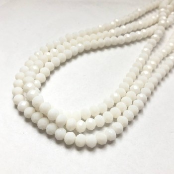 Czech Crystal Beads on Thread, Pale Peach Matte, Faceted Rondelle, 6x4.5 mm, Length 38-40 cm + -