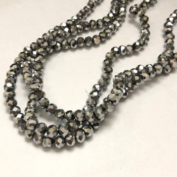 Beads Czech Crystal on fishing line with plating, faceted rondel, diameter 6×4.5 mm + -, length 38–40 cm +