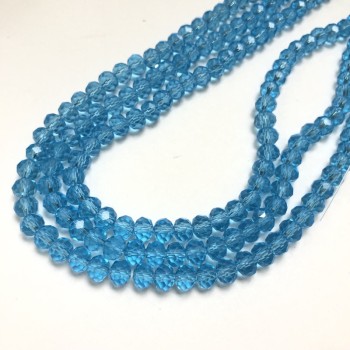Beads Czech Crystal on fishing line dark blue transparent faceted rondel, diameter 6x4.5 mm, length 38-40 cm + -