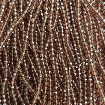 Czech Crystal Beads on Fishing Line Brown Transparent Faceted Rondelle, Diameter 3.5×3 mm, Length 32 cm