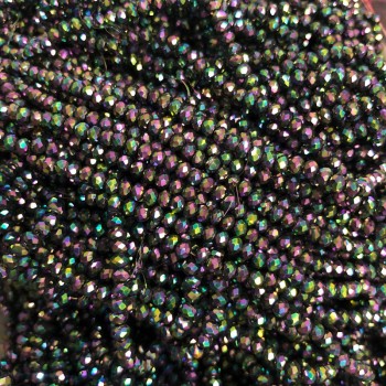 Czech crystal beads on thread with plating, faceted rondelle, diameter 3.5×3 mm, length 36–38 cm