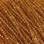 Czech Crystal Beads on Beading Thread, Dark Honey Yellow Transparent Faceted Rondelle, 3.5x3 mm diameter, length 36-38 cm +/-