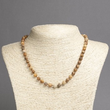 Landscape Jasper Necklace, natural stone, smooth beads, 6 mm diameter, 45 cm length