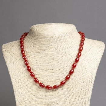 Carnelian Stone Necklace, 8x12 mm Beads, 45 cm Long+