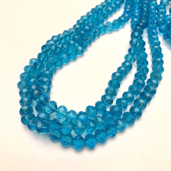 Beads Czech Crystal on Beading Line Blue Transparent Faceted Rondelle, Diameter 8x6mm +/-, Length 40-42cm +/-