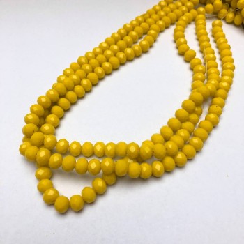 Beads Czech Crystal on thread, yellow matte faceted rondelle, diameter 8x6 mm + -, length 40-42 cm +