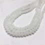 Milky White Matte Czech Crystal Beads on Thread, Faceted Rondel, 8x6 mm Diameter, Length 40-42 cm