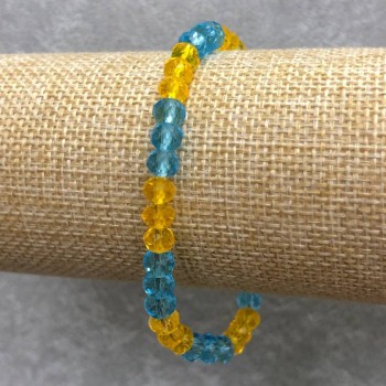 Elastic bracelet with Czech crystal Ukraine, faceted rondel, diameter 6x4 mm, length 18 cm
