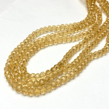 Honey-Yellow Czech Crystal Beads on Fishing Line, Transparent Faceted Rondelle, 8x6mm, Length 40–42 cm