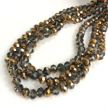 Beads Czech Crystal on thread Gray assortment with plating, faceted rondel, diameter 8x6 mm + -, length 40-42 cm +