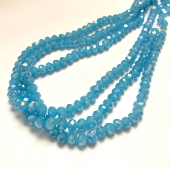 Blue Matte Czech Crystal Beads on a Thread, Faceted Rondelle, 8x6 mm, length 40-42 cm