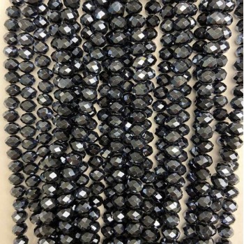 Beads Czech Crystal on Thread, Dark Gray with Coating, Faceted Rondelle, Diameter 8x6 mm, + -, Length 40 cm +