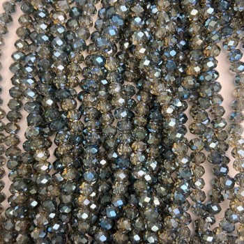 Gray Czech Crystal beads with plating, faceted rondelle, diameter 6x5 mm, length 40-42 cm
