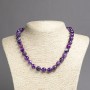 Natural oval purple agate necklace with a smooth bead, diameter about 10 mm, length 45 cm+