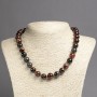 Natural brown agate bead necklace, smooth round beads, 12 mm diameter, 45 cm long