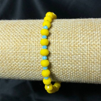 Elastic bracelet with Czech crystal Ukraine faceted rondel, diameter 6x4 mm, length 18 cm +/-