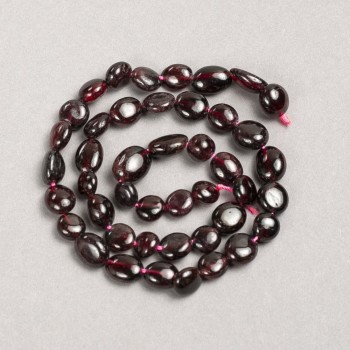 Beads on a thread, natural gemstone Garnet faceted, diameter 8x10mm, length 40cm