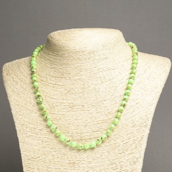 Necklace of Imperial Jasper, Salad-Green (Pressed) Smooth Bead, 6 mm diameter, 45 cm length