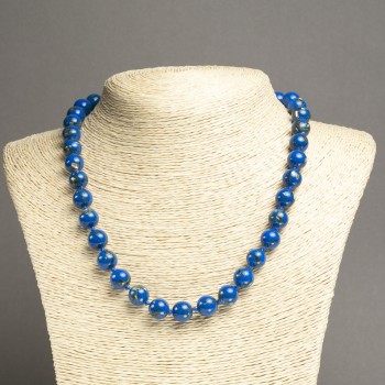 Necklace Imperial Blue Jasper (Pressed) Smooth Beads, 10mm Diameter, 45 cm Length