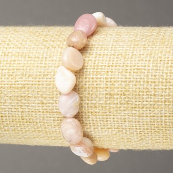 Pink Opal Bracelet, natural stone, faceted beads, diameter 8x9 mm, length 18 cm (stretch)