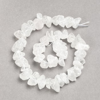 Beads on thread, unpolished rock crystal, faceted, 13x8 mm, length 41 cm