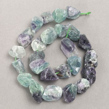 Beads on a string, unpolished fluorite, galet-cut, 14×12 mm diameter (±), 41 cm length